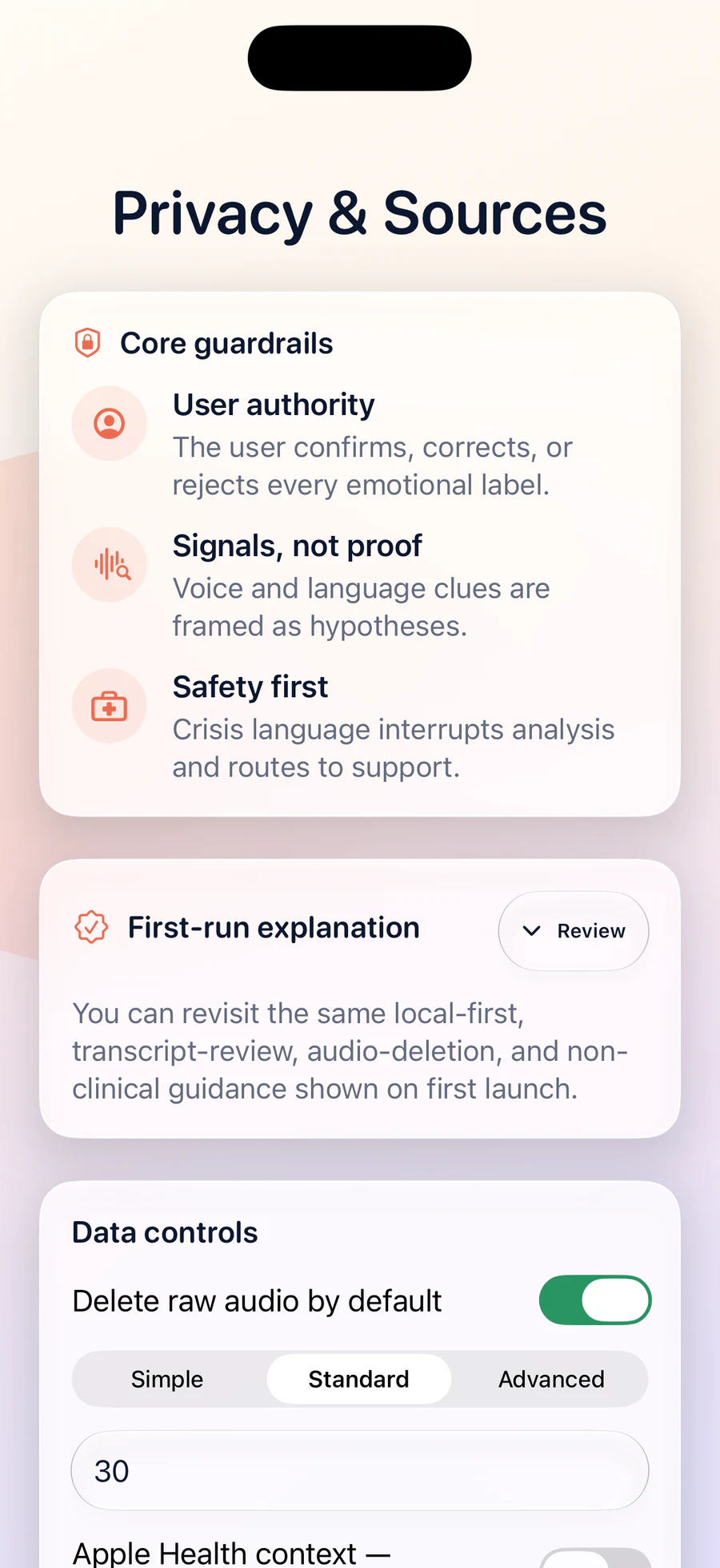 Reflect Privacy and Sources controls
